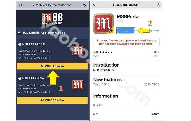 Download app M88 về điện thoại